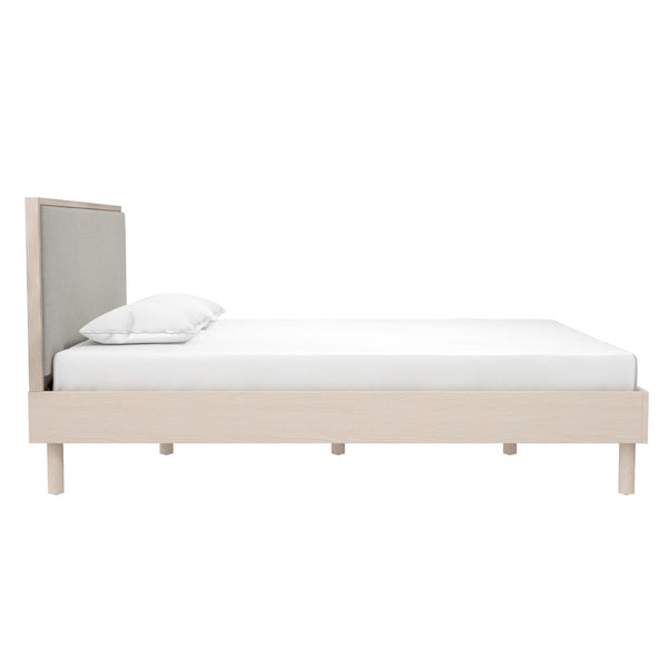 English Elm Upholstered Canvas and Oak Veneer Headboard for Modern Minimalist Bedroom Decor Light Oak B2733P436847