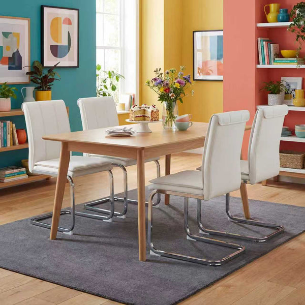 English Elm Modern Pu Leather Cantilever Dining Chairs Set of 4 with Steel Arc Frame for Kitchen White W5123P454222