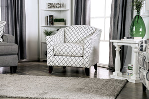 English Elm Transitional High Back Stripe Chair with Rolled Arms for Coastal Comfort and Supportive Seating Appeal Gray,Ivory 35 L x 35 W x 28 H B2741P376928