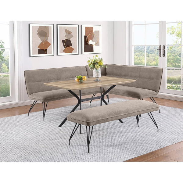 English Elm Ledger Upholstered L-shaped Bench Tufted Fabric Corner Dining Nook Seating Taupe B062P441113