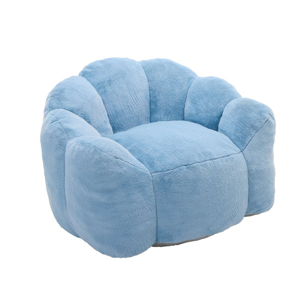 English Elm Lotus Floor Bean Bag Sofa Memory Foam Filled with Pull Ring for Living Room Bedroom Blue W2311P434594