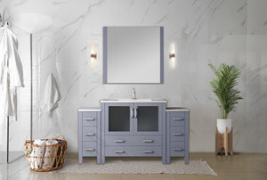 English Elm Volez Dark Grey 60" Single Bath Vanity with Side Cabinets, White Ceramic Top, Soft-Close Storage Durable B2731P337020