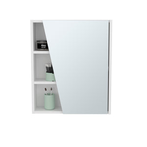 English Elm Medicine Compact Wall-Mounted Cabinet with Mirrored Door and 5 Shelves, Engineered Wood Durable Storage White 28.35 L x 22.05 W x 4.72 H B097P350305