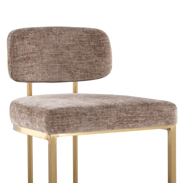 English Elm Fixed-height Barstools Powder Coated Steel Frame Brown Upholstered Seat Set of Two Brown+Gold B202P471217