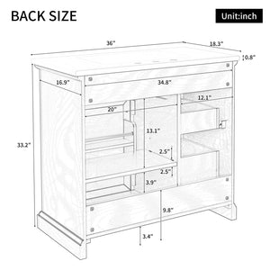 English Elm 36-Inch Modern Bathroom Vanity with Ceramic Basin, 4 Drawers & Soft-Close Door, Pre-Drilled Faucet Ready, Durable MDF and Solid Wood Construction (36"L x 18.3"W x 33.4"H) Black N725P296118B