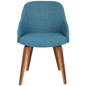 English Elm Dining/ Accent Chair Slatted Walnut Wood Frame Teal Upholstered Mid-century Seat B202P472715