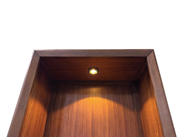 English Elm Mid-Century Hepburne Entertainment Center Walnut Finish LED Piers Gold Legs Adjustable Shelves 79" B2741S00661