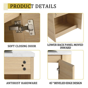 English Elm 24'' Wall-Mounted Bathroom Vanity With Stylish Ceramic Sink, Soft-Close Door & Durable Plywood Design W999S00458