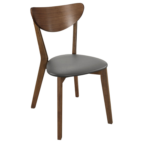 English Elm 2-piece Mid-Century Home Office Desk and Chair Set Walnut Finish Retro Solid Wood Tapered Legs Grey Leatherette Seat 47.25"x23.25" B011P337662