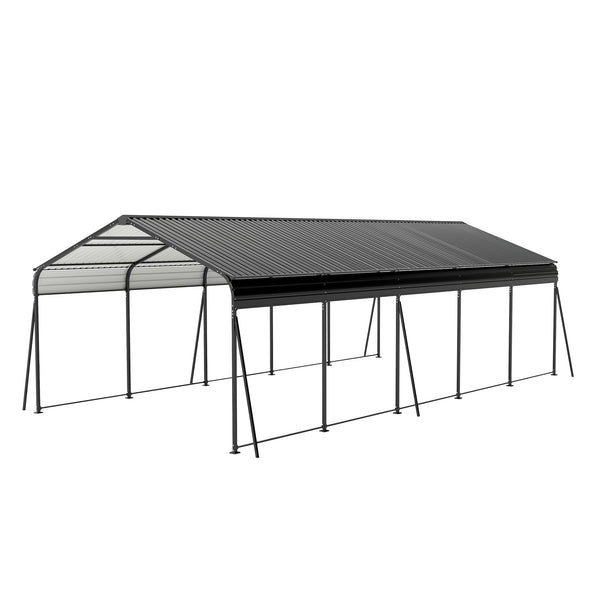 English Elm Campcraft Double Vehicle Steel Carport Uv Protected Snow Rated Outdoor Shelter W1598S00025