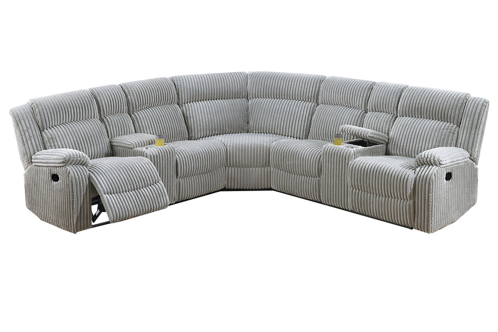English Elm Power Motion Plush Corduroy Sectional with Dual Console Cup Holders, USB Charging & Recline Comfort B089S00173