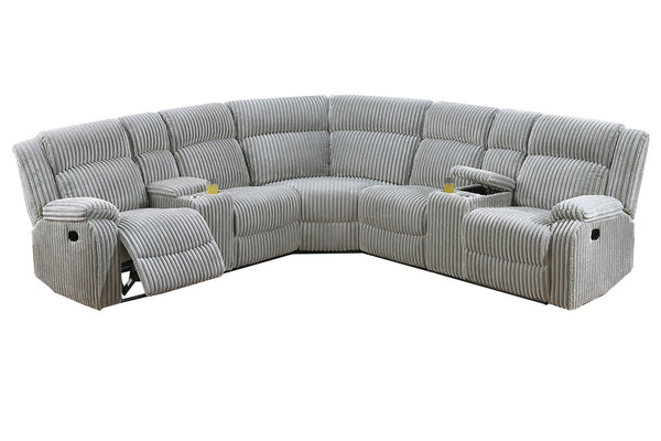 English Elm Power Motion Plush Corduroy Sectional with Dual Console Cup Holders, USB Charging & Recline Comfort B089S00173