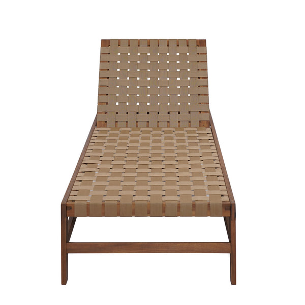 English Elm Christopher Knight Home® - Outdoor Rope Chaise Lounge with Acacia Wood Frame and Adjustable 4-Position Recline for Patio Comfort Light Brown,Mocha 84.84 L x 29.13 W x 5.78 H N776P288556B