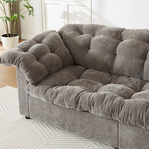 English Elm 99.2" Chenille Modern Deep Seat Sofa with Cloud-Like Cushioning, Zippered Arm Pads & Solid Wood Frame Grey W1193S00150