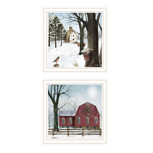 English Elm Trendy Decor 4u Billy Jacobs Winter Pastoral 2 Piece White Framed Wall Art Set B067P256613