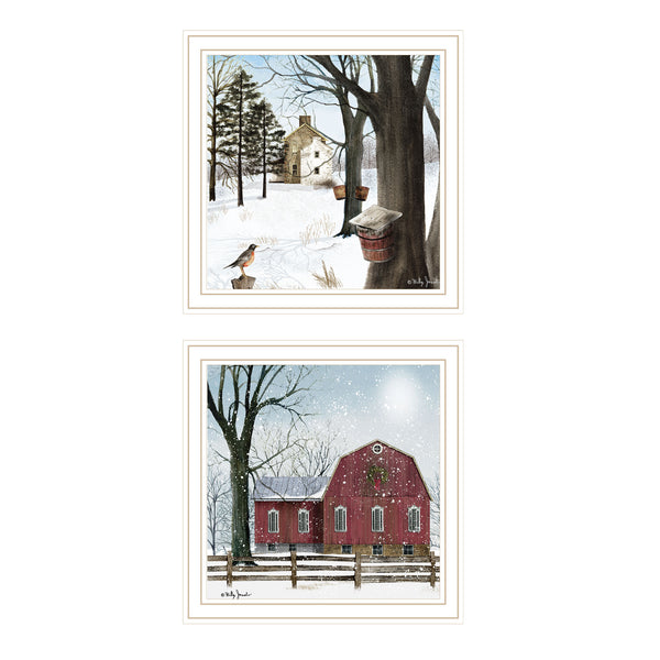 English Elm Trendy Decor 4u Billy Jacobs Winter Pastoral 2 Piece White Framed Wall Art Set B067P256613