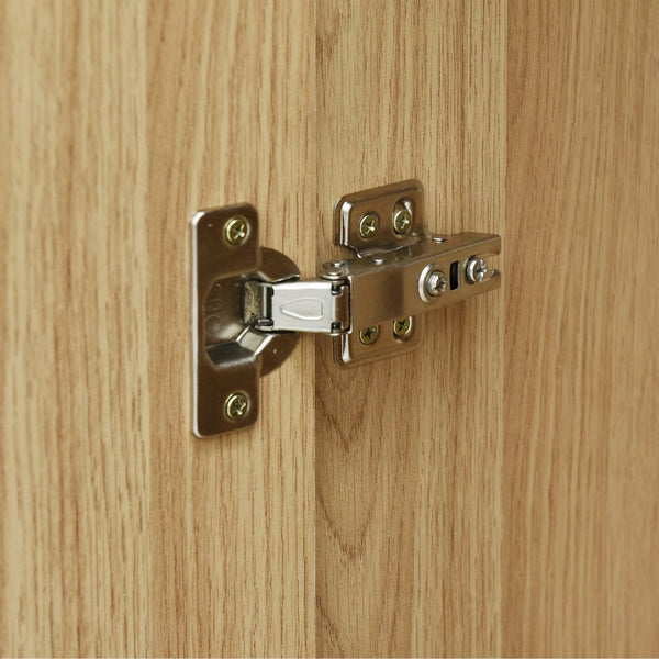 English Elm 4-Door Wardrobe with Full-Length Mirror, Dust-Proof Compartments, Shoe Door & Anti-Tip Safety Features Natural N820S00056N