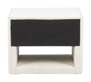 Zuo Modern Baris Nightstand Ivory - Modern Elegance With Textured Fabric, Perfect For Hospitality & Home Use White 100% Polyester,Mdf,100% Polypropylene 110652-zuo-modern