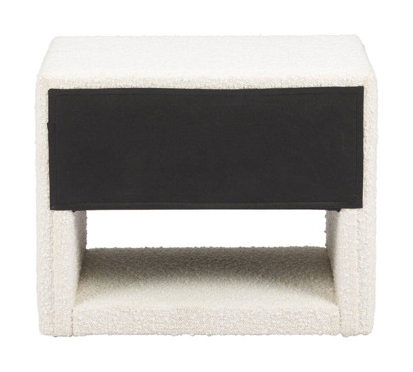 Zuo Modern Baris Nightstand Ivory - Modern Elegance With Textured Fabric, Perfect For Hospitality & Home Use White 100% Polyester,Mdf,100% Polypropylene 110652-zuo-modern
