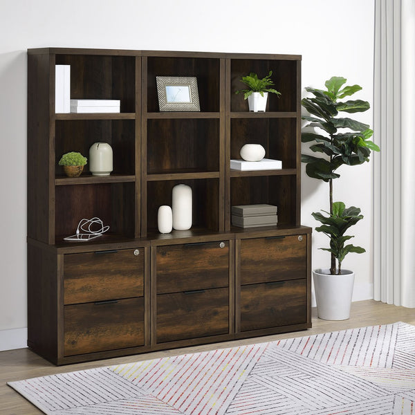 English Elm Geary Dark Pine Bookcase with Lockable Top Drawer and 3 Display Shelves — Secure, Stylish Storage B062P375565