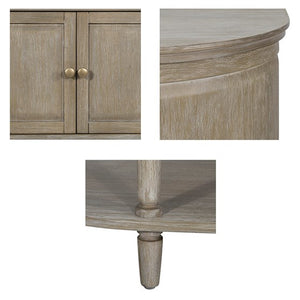 English Elm Accent Reclaimed Greige Cabinet with Lower Shelf, Solid Wood Frame, Oval Side Storage, 100lb Top Capacity B035P256567