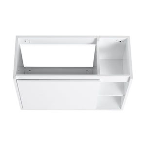 English Elm 28'' Floating Bathroom Vanity with Ceramic Sink Soft Close Door Melamine Cabinet Glossy White W999P426642