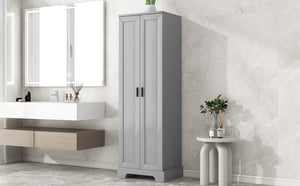 English Elm Storage Cabinet Modern Two-Door MDF Organizer with Adjustable Shelf, Anti-Tip Hardware, Durable Design Grey N725P331419E