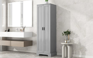 English Elm Storage Cabinet With Two Doors – Versatile Grey Mdf With Adjustable Shelf & Anti-Tip Safety Features N725P181207E-GIGA
