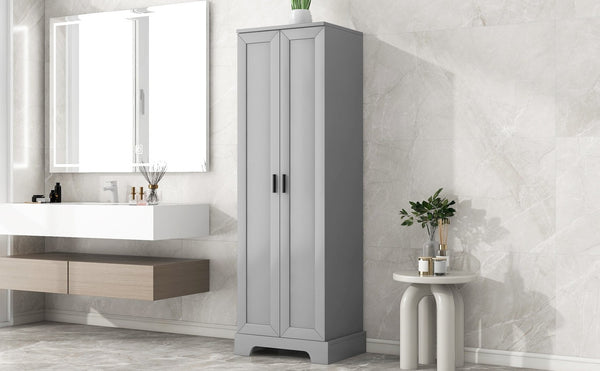 English Elm Storage Cabinet With Two Doors – Versatile Grey Mdf With Adjustable Shelf & Anti-Tip Safety Features N725P181207E-GIGA