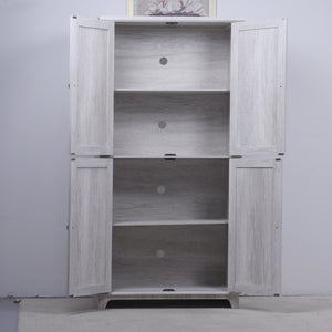 English Elm 67.4"h Mirrored Corner Cabinet Carved Butterfly Doors Adjustable Shelves Entryway Storage Light Gray W2899P374348