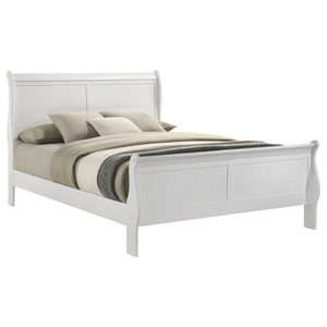 English Elm Mckee White Queen Sleigh Bed with Curved Legs and Low Profile Footboard for Cottage Rooms B062S01743