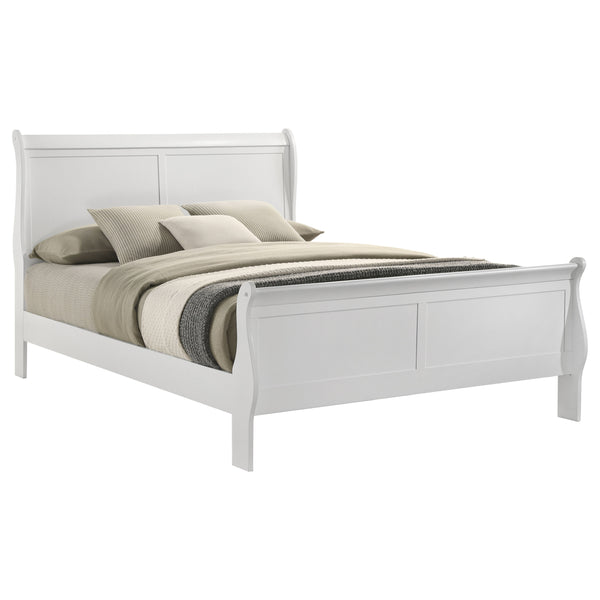 English Elm Mckee White Queen Sleigh Bed with Curved Legs and Low Profile Footboard for Cottage Rooms B062S01743