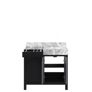 English Elm Black Black and Grey Bath Vanity 36 in W x 22 in D with Castle Grey Marble Top, Solid Wood Frame, Soft-Close Drawers, Scratch-Resistant Countertop, Pre-Drilled Faucet Hole B2731P261081
