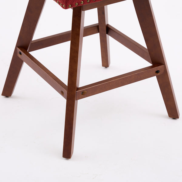 English Elm Counter Curved Back Swivel Barstool with Thick Cushioned Seat, 360° Rotation, Durable Rubberwood Frame, Supports 300 lbs WINE RED W1143P237898