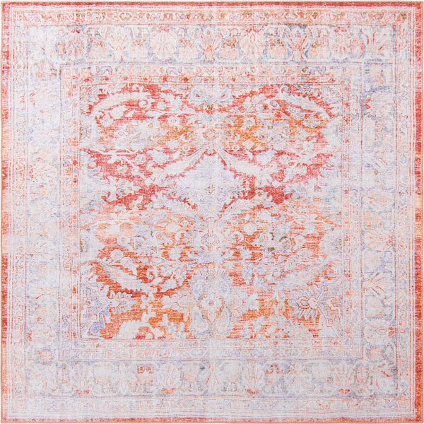 Unique Loom Timeless Thaddeus Machine Made Overdyed Rug Rust Red, Ivory/Violet/Orange 7' 6" x 7' 7"