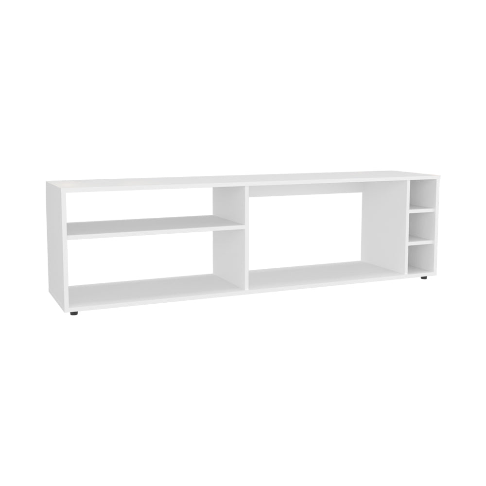 English Elm Mountainair White TV Stand with 4 Open Shelves, Engineered Wood, Spacious Media Console Durable Design B092P269934