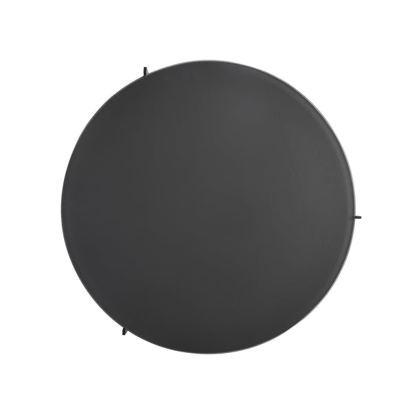 English Elm Krike Industrial Round Coffee Table Tempered Glass Top Steel Cross Leg Living Room Gray B2736S00025
