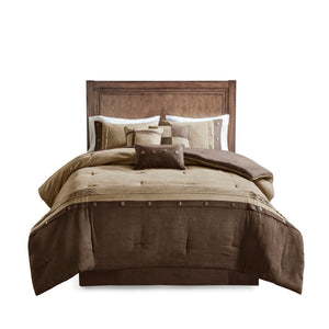 English Elm 7 Piece Faux Suede Comforter Set - Cozy Earthy Brown Cal King With Decorative Pillows & Shams B03597293