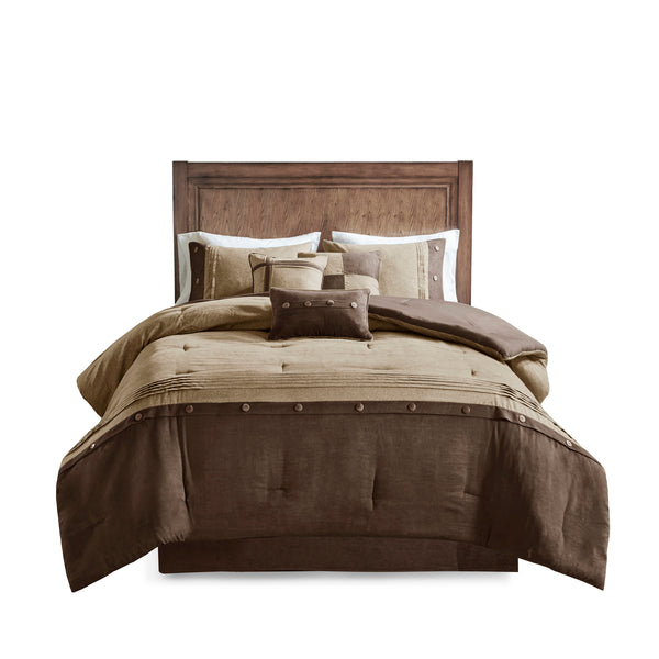 English Elm 7 Piece Faux Suede Comforter Set - Cozy Earthy Brown Cal King With Decorative Pillows & Shams B03597293