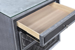 English Elm 1pc Glam Velvet Tufted 3-Drawer Nightstand with Jewelry Tray, Faux Crystal Knobs, Chic Storage B011P228567