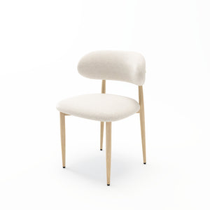English Elm Dining Chair Set with Wood Grain Metal Frame Upholstered Seat Modern Farmhouse Kitchen Cream W3316P449683