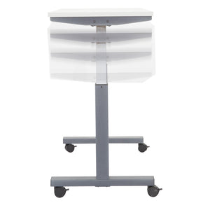 OSP Home Furnishings Ht Pneumatic Height Adjustable Standing Desk with Steel Frame and Locking Casters Wht 48X24 PHAT2448W7