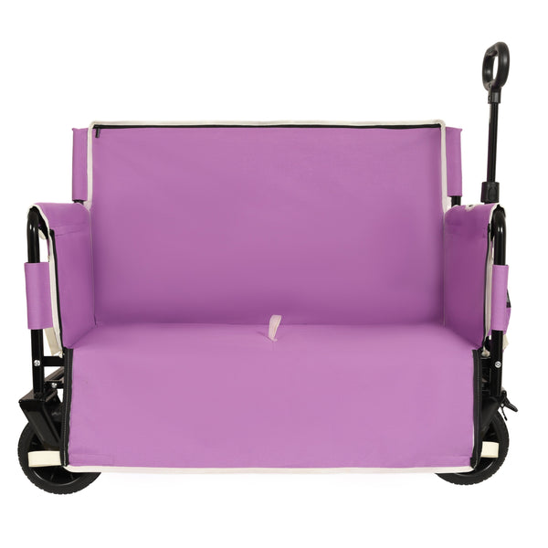 English Elm 3-in-1 Convertible Folding Wagon with Bench Seat Steel Frame 500lb Capacity Purple W2932P283543