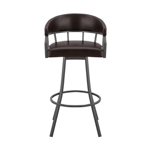 English Elm Velisse 30" Swivel Bar Stool - Stylish Brown Faux Leather & Java Metal Frame For Modern Comfort B2736P268612-GIGA