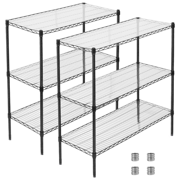English Elm 3 Tier Heavy Duty Steel Wire Shelving Unit Expandable Industrial Storage Rack Set of 2 W2932P373618