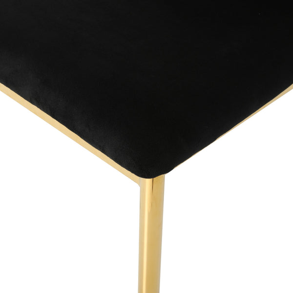 English Elm Modern Velvet Upholstered Dining Chairs Set of 2 with Electroplated Legs for Kitchen Black W210P301579