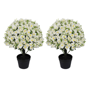 English Elm 24-inch Faux Snow Lotus Potted Arrangement Uv Resistant Lifelike Floral Set of Two Green,White W2945P458455