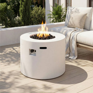 English Elm 31" Round Mgo Concrete Propane Fire Pit 40000 Btu Outdoor Patio Entertaining N772P390486W