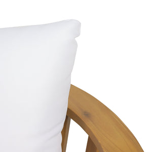 English Elm Christopher Knight Home® - Outdoor Wooden Loveseat with Teak Finish & White Water-Resistant Cushions, Acacia Frame, 2-Seat Durable Comfort (55.5" W) 70334.00WHI