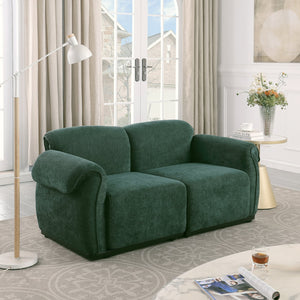 English Elm 102 Inch Linen Modular Sectional Sofa with Hidden Storage and Cloud Cushion Comfort Green W1099S00202